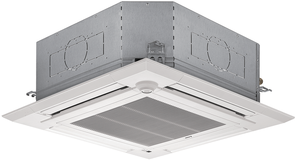 PLA four-way ceiling cassette air conditioning unit designed for efficient multi-directional airflow.