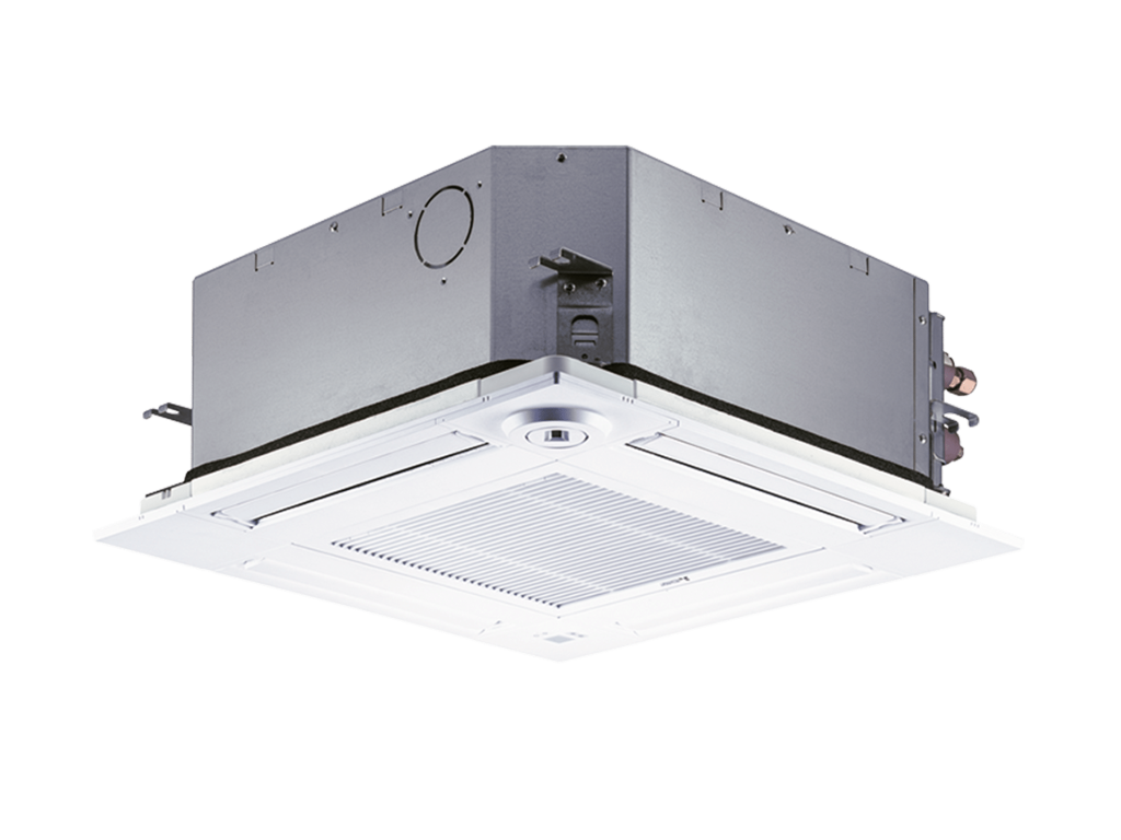 SLZ-M Series ceiling cassette air conditioning unit with a compact design for efficient cooling and heating.